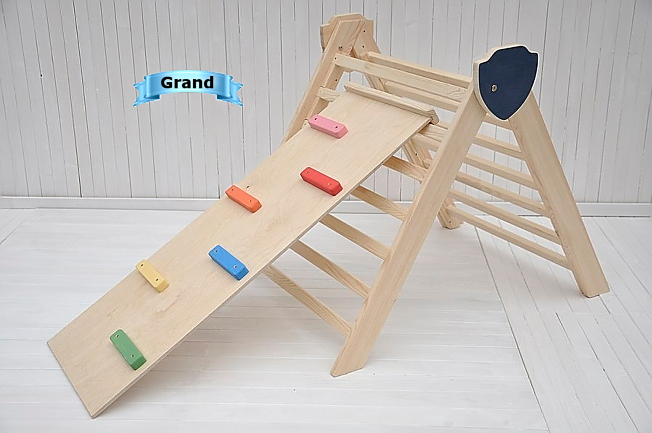 Barin Toys Grand Champion pikler triangle d’escalade permettent aux enfants de développer leur motricité et de pratiquer une activité physique en intérieur dans sécurisé