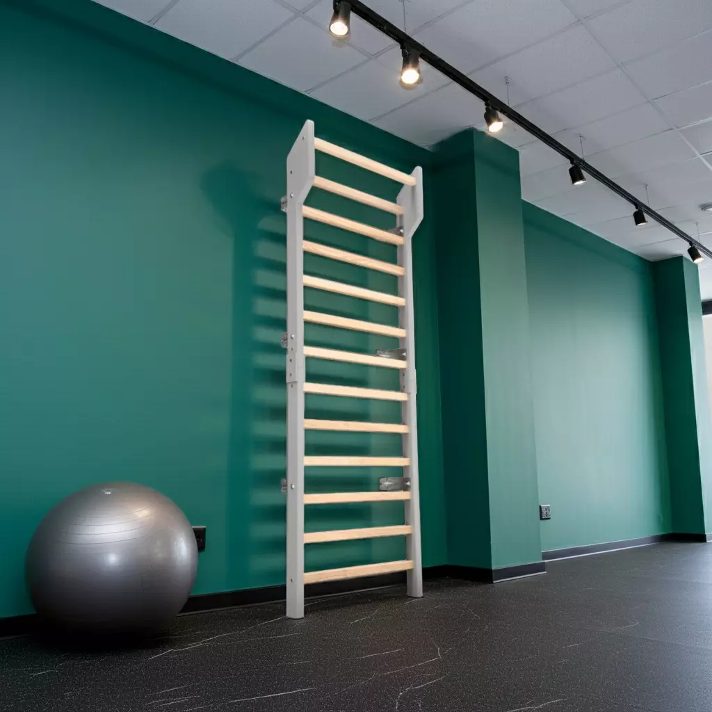 Espalier en bois massif Ash Grey pour kinésithérapie et reeducation posturale Meziere, adapté à l'obésité et du surpoids